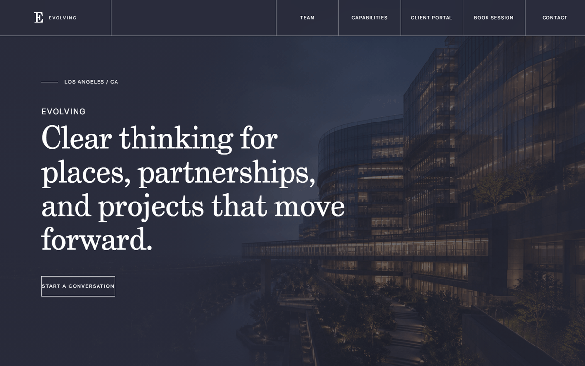 Evolving Law website template screenshot